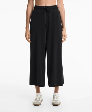 SOFT-TOUCH WIDE-LEG CROP TROUSERS WITH MODAL- Заказать в России