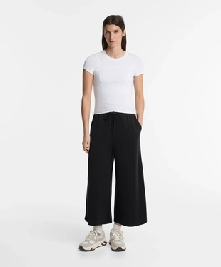 SOFT-TOUCH WIDE-LEG CROP TROUSERS WITH MODAL- Заказать в России