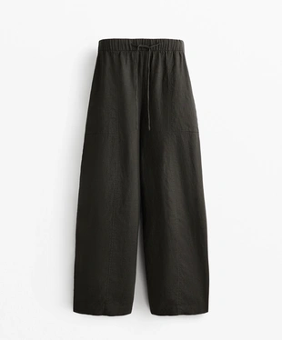 100% LINEN BARREL TROUSERS- Заказать в России