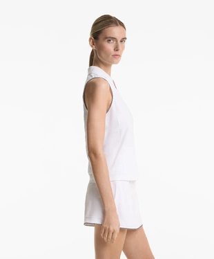 JACQUARD SLEEVELESS POLO SHIRT- Заказать в России