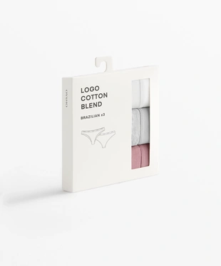 3 COTTON BLEND LOGO BRAZILIAN BRIEFS- Заказать в России