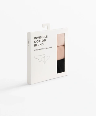 3 INVISIBLE COTTON BLEND BRAZILIAN BRIEFS- Заказать в России