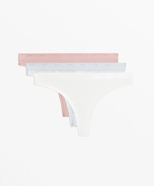3 COTTON BLEND LOGO THONGS- Заказать в России