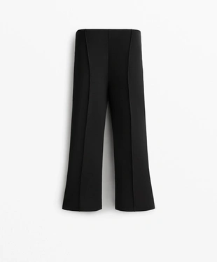 COTTON BLEND FLARE CAPRI TROUSERS WITH CREASE- Заказать в России