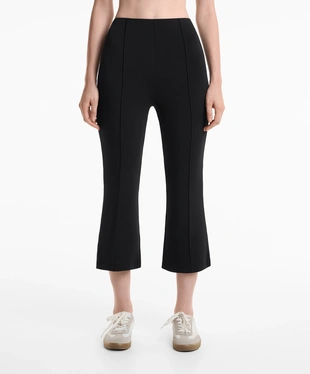 COTTON BLEND FLARE CAPRI TROUSERS WITH CREASE- Заказать в России