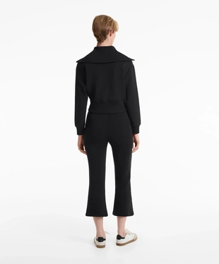 COTTON BLEND FLARE CAPRI TROUSERS WITH CREASE- Заказать в России