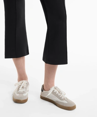 COTTON BLEND FLARE CAPRI TROUSERS WITH CREASE- Заказать в России