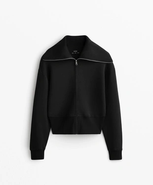 COTTON BLEND HIGH COLLAR JACKET- Заказать в России