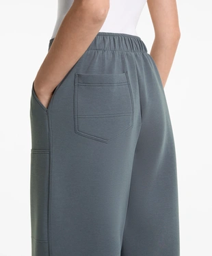RELAXED COTTON BLEND TROUSERS WITH FRONT DETAILS- Заказать в России