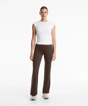 NEOPRENE-EFFECT HIGH RISE FLARE TROUSERS- Заказать в России