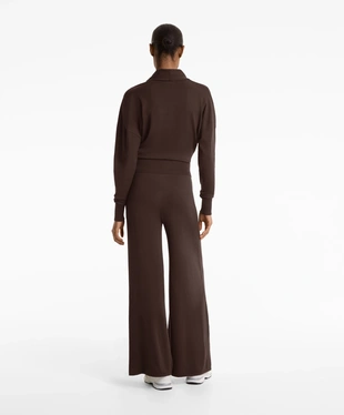 WIDE STRAIGHT-LEG KNIT TROUSERS- Заказать в России