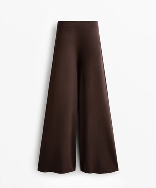 WIDE STRAIGHT-LEG KNIT TROUSERS- Заказать в России