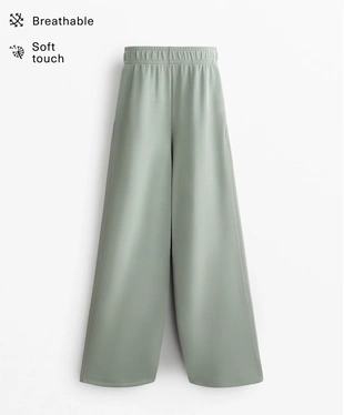 SIDE RIB STRAIGHT-LEG TROUSERS WITH SOFT-TOUCH MODAL- Заказать в России
