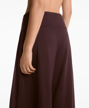 COTTON BLEND STRAIGHT-LEG TROUSERS WITH FOLDOVER WAIST- Заказать в России
