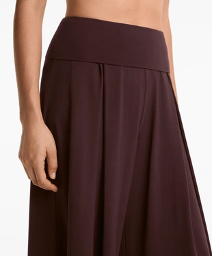 COTTON BLEND STRAIGHT-LEG TROUSERS WITH FOLDOVER WAIST- Заказать в России