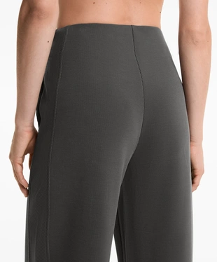 WIDE-LEG HIGH-RISE RIB TROUSERS WITH 29% MODAL- Заказать в России