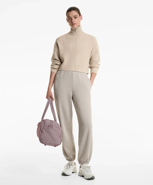 CROPPED RIB KNIT JACKET WITH HIGH COLLAR- Заказать в России