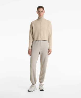 CROPPED RIB KNIT JACKET WITH HIGH COLLAR- Заказать в России