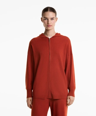 LONG KNIT HOODED JACKET- Заказать в России
