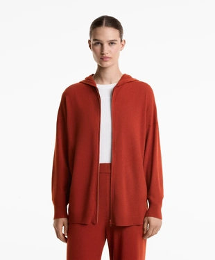 LONG KNIT HOODED JACKET- Заказать в России