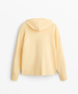 LONG HOODED KNIT JACKET WITH RIB DETAIL- Заказать в России