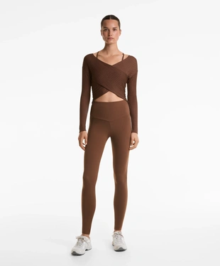 FINE-KNIT SEMI-SHEER RIB CROSSOVER JUMPER- Заказать в России