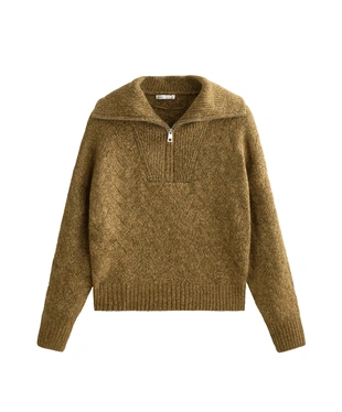 HALF-ZIP MIXED KNIT JUMPER- Заказать в России