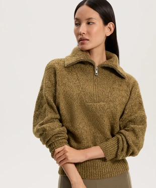 HALF-ZIP MIXED KNIT JUMPER- Заказать в России