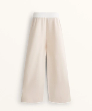CONTRAST PIPING STRAIGHT LEG KNIT TROUSERS- Заказать в России
