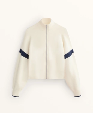 CONTRAST SLEEVE KNIT JACKET- Заказать в России
