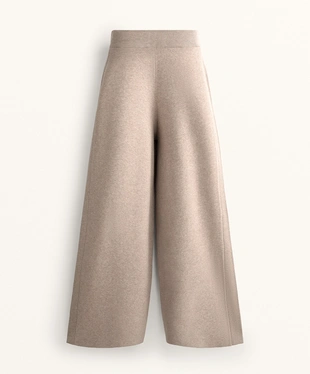 WIDE LEG KNIT TROUSERS WITH SIDE RIB- Заказать в России