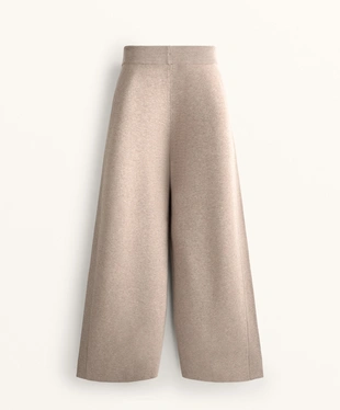 WIDE LEG KNIT TROUSERS WITH SIDE RIB- Заказать в России