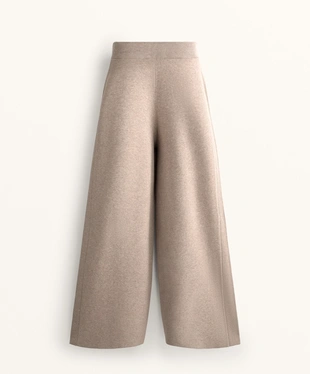 WIDE LEG KNIT TROUSERS WITH SIDE RIB- Заказать в России