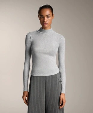 RIB HIGH-NECK BASE LAYER T-SHIRT WITH LYOCELL- Заказать в России