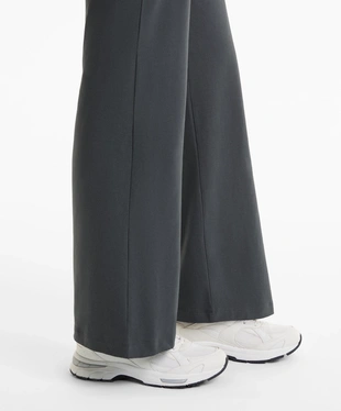 COTTON BLEND FOLD-OVER WAIST FLARE TROUSERS- Заказать в России