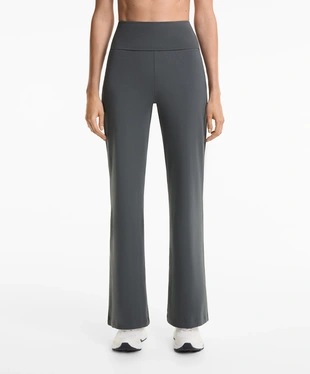 COTTON BLEND FOLD-OVER WAIST FLARE TROUSERS- Заказать в России