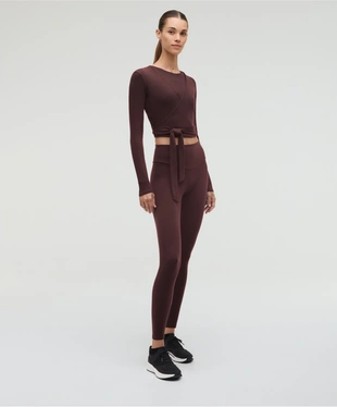 WRAP OVER RIB COTTON BLEND T-SHIRT- Заказать в России