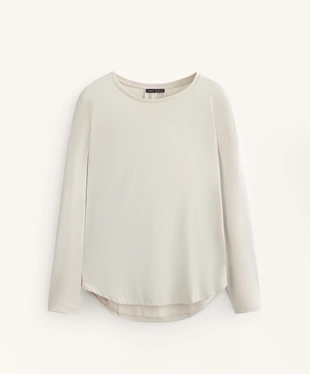 LONG SLEEVE T-SHIRT WITH BACK PLEAT IN A MODAL BLEND- Заказать в России