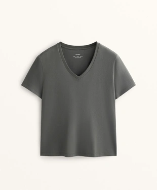 COTTON BLEND V-NECK T-SHIRT- Заказать в России