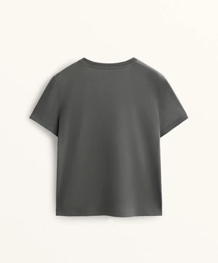 COTTON BLEND V-NECK T-SHIRT- Заказать в России