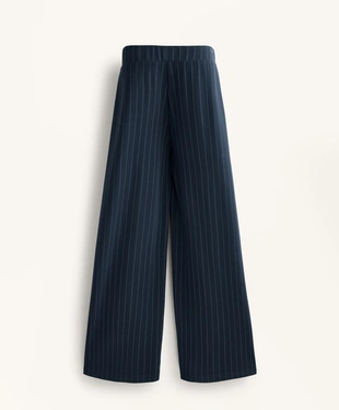 SOFT-TOUCH MODAL WIDE-LEG STRIPED TROUSERS WITH FRONT PLEAT DETAIL- Заказать в России
