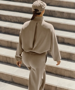 SOFT-TOUCH MODAL STRAIGHT-LEG TROUSERS WITH STRIPES- Заказать в России