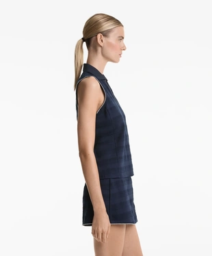 100% COTTON SLEEVELESS JACQUARD POLO SHIRT- Заказать в России
