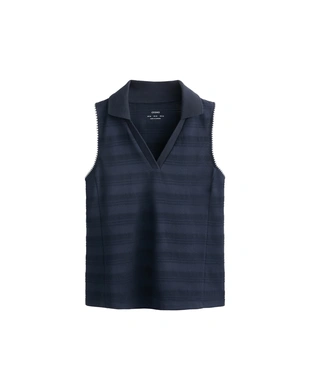 100% COTTON SLEEVELESS JACQUARD POLO SHIRT- Заказать в России