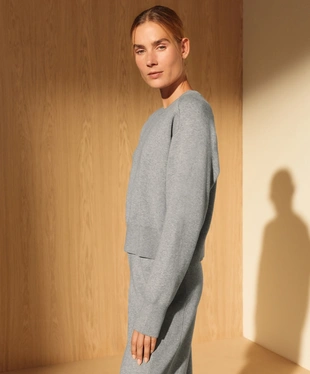ROUND NECK KNIT JUMPER WITH RIB DETAILS- Заказать в России