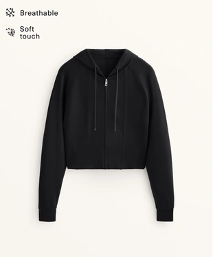 SOFT TOUCH MODAL FITTED CROP HOODED JACKET- Заказать в России