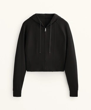 SOFT TOUCH MODAL FITTED CROP HOODED JACKET- Заказать в России