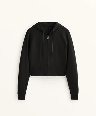 SOFT TOUCH MODAL FITTED CROP HOODED JACKET- Заказать в России