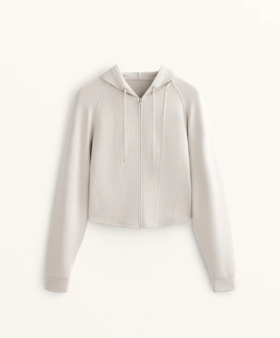 FITTED CROP HOODED JACKET WITH SOFT-TOUCH MODAL- Заказать в России