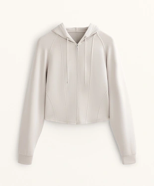 FITTED CROP HOODED JACKET WITH SOFT-TOUCH MODAL- Заказать в России